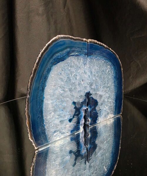 Blue Agate Silver Edge Microcrystalline Quartz Premium Bookends 1 Ornament Handpicked Size 1.841kg H13.5xW18xD8cm - Image 4