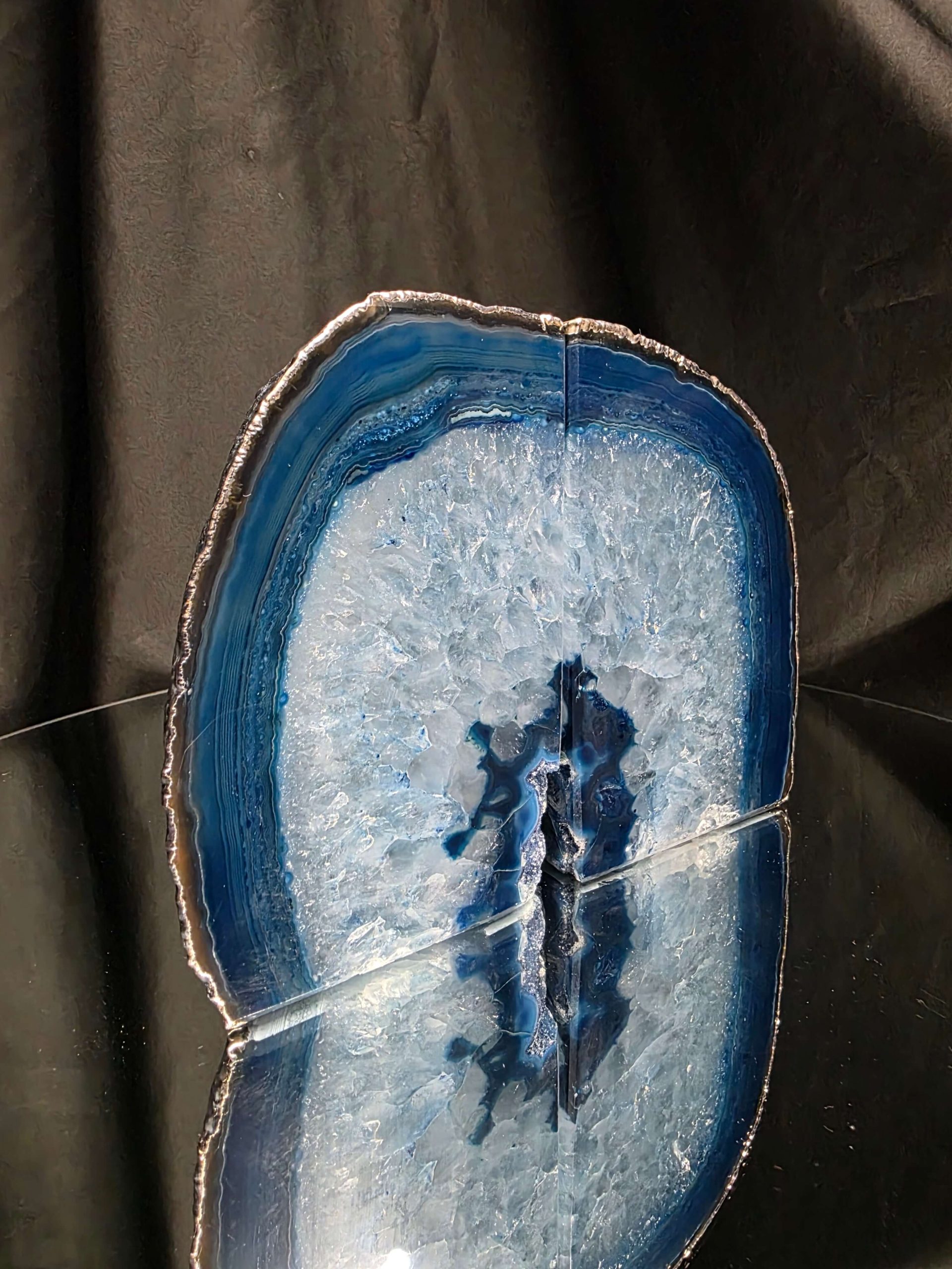 Blue Agate Silver Edge Microcrystalline Quartz Premium Bookends 1 Ornament Handpicked Size 1.841kg H13.5xW18xD8cm - Image 4