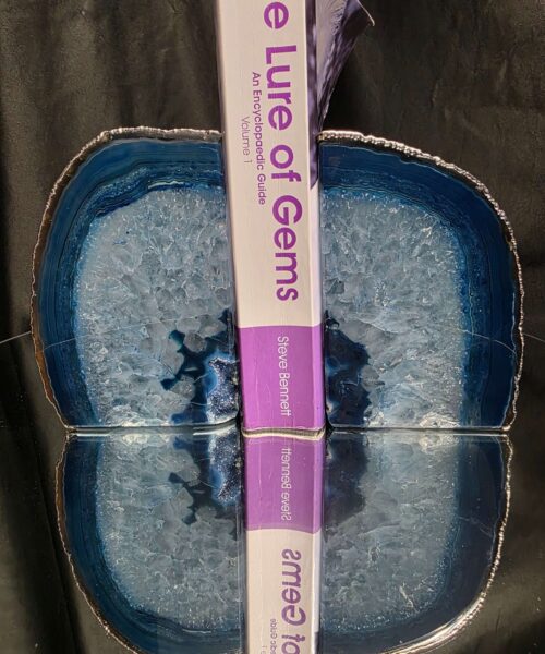 Blue Agate Silver Edge Microcrystalline Quartz Premium Bookends 1 Ornament Handpicked Size 1.841kg H13.5xW18xD8cm - Image 5