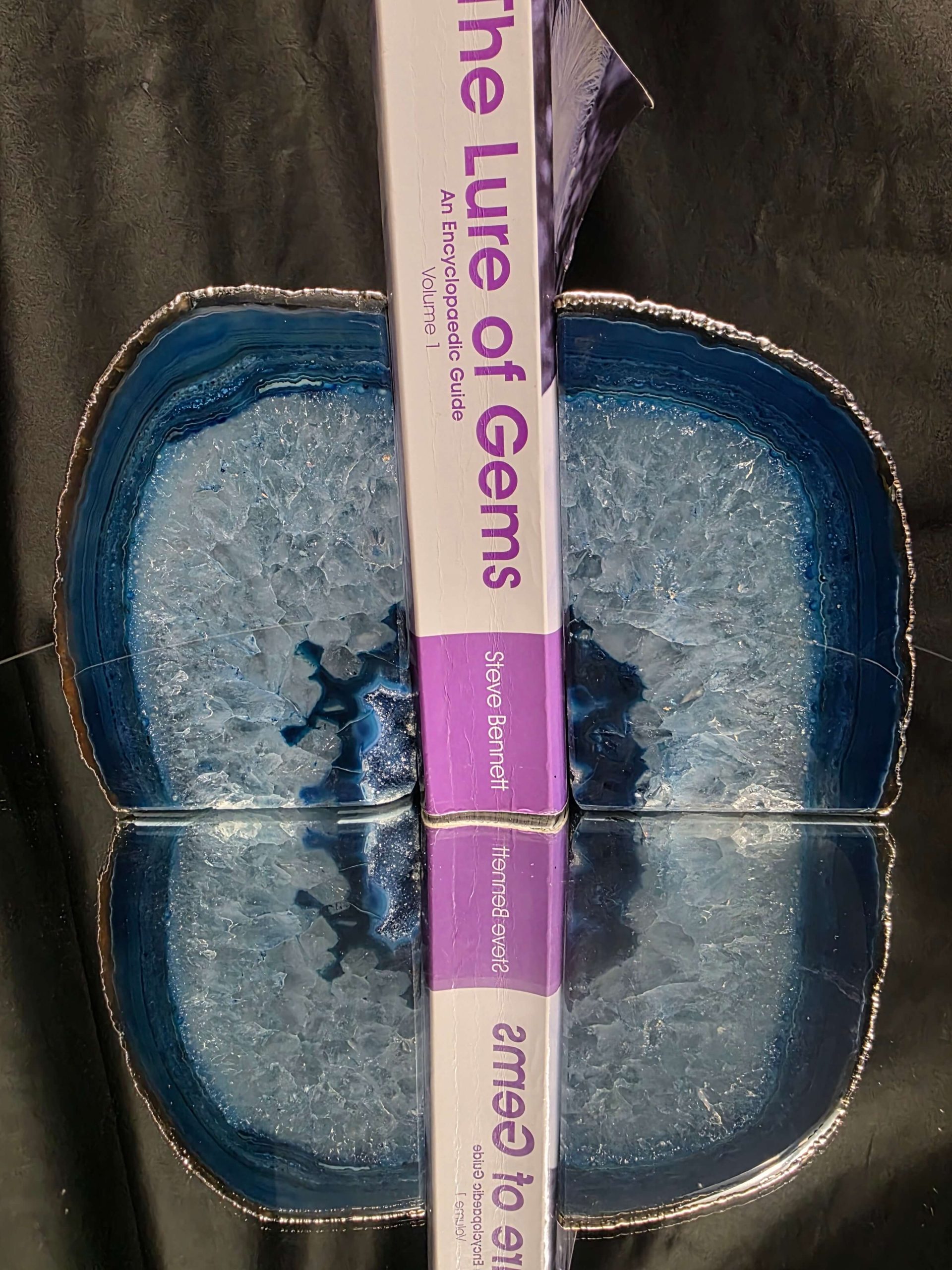 Blue Agate Silver Edge Microcrystalline Quartz Premium Bookends 1 Ornament Handpicked Size 1.841kg H13.5xW18xD8cm - Image 5