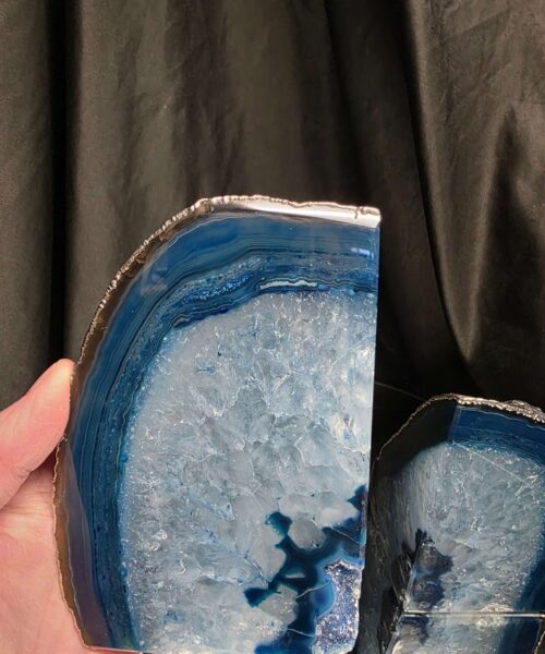 Blue Agate Silver Edge Microcrystalline Quartz Premium Bookends 1 Ornament Handpicked Size 1.841kg H13.5xW18xD8cm - Image 8