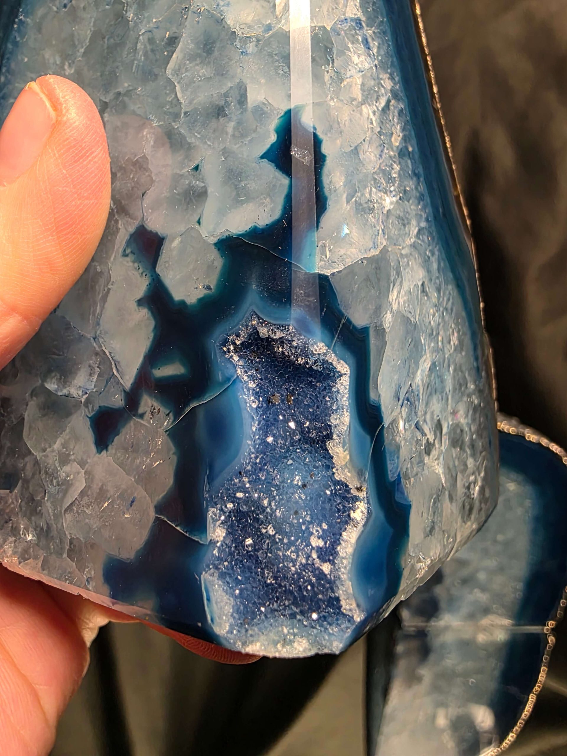 Blue Agate Silver Edge Microcrystalline Quartz Premium Bookends 1 Ornament Handpicked Size 1.841kg H13.5xW18xD8cm - Image 10