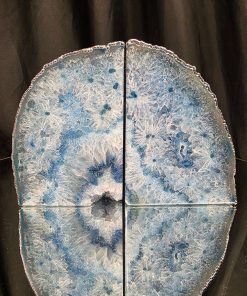 Blue Agate Silver Edge Microcrystalline Quartz Premium Bookends 3 Ornament Handpicked Size 2.492kg H14xW19xD8cm