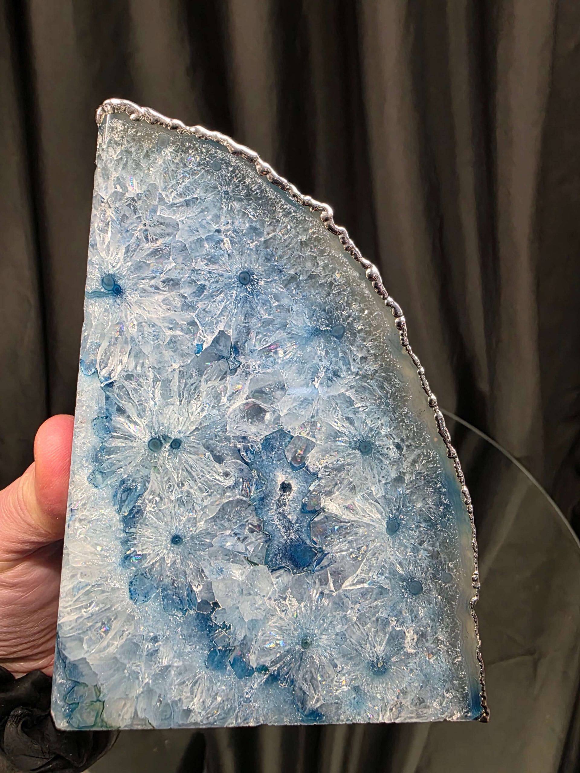 Blue Agate Silver Edge Microcrystalline Quartz Premium Bookends 3 Ornament Handpicked Size 2.492kg H14xW19xD8cm - Image 11