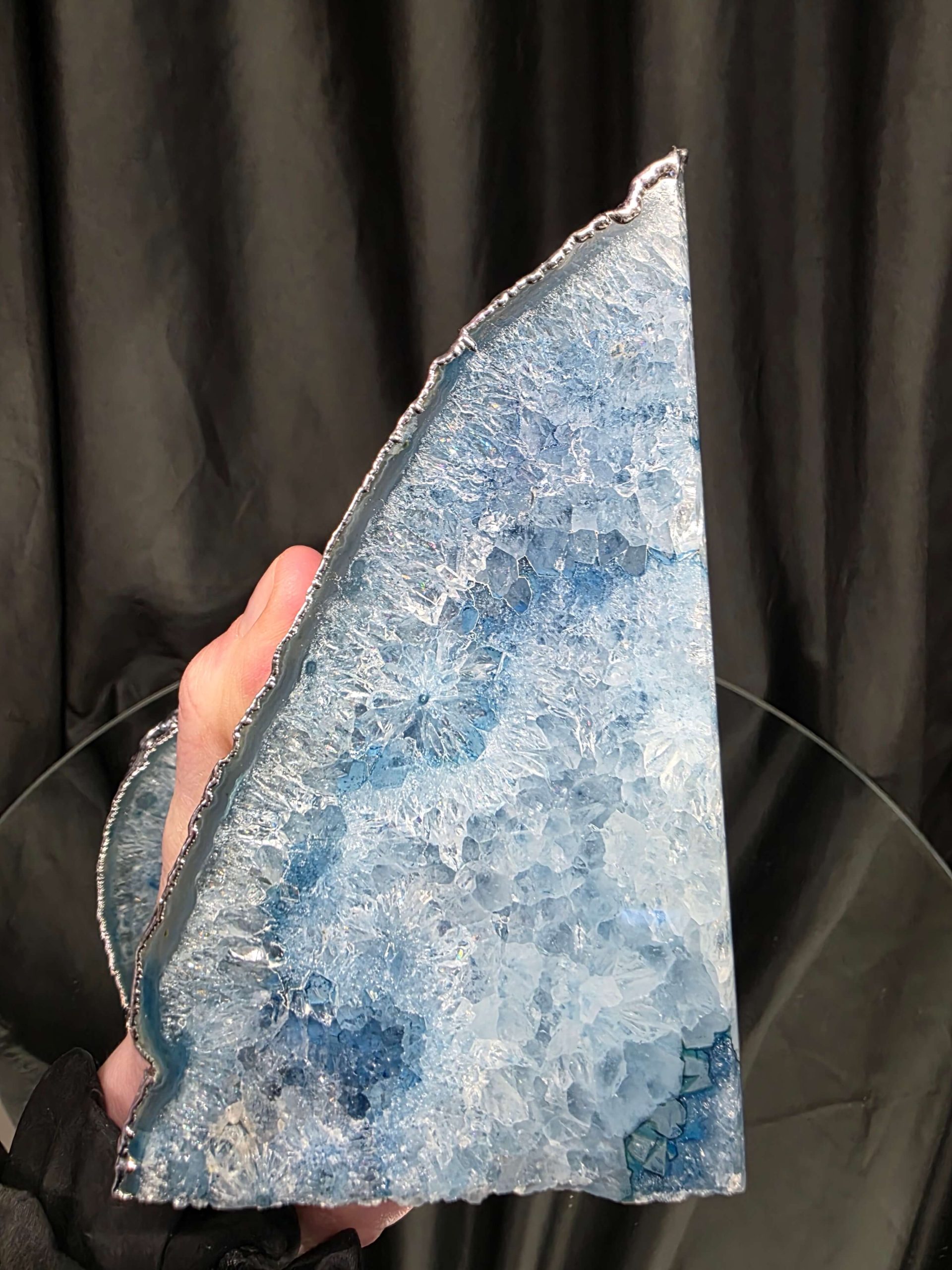 Blue Agate Silver Edge Microcrystalline Quartz Premium Bookends 3 Ornament Handpicked Size 2.492kg H14xW19xD8cm - Image 12