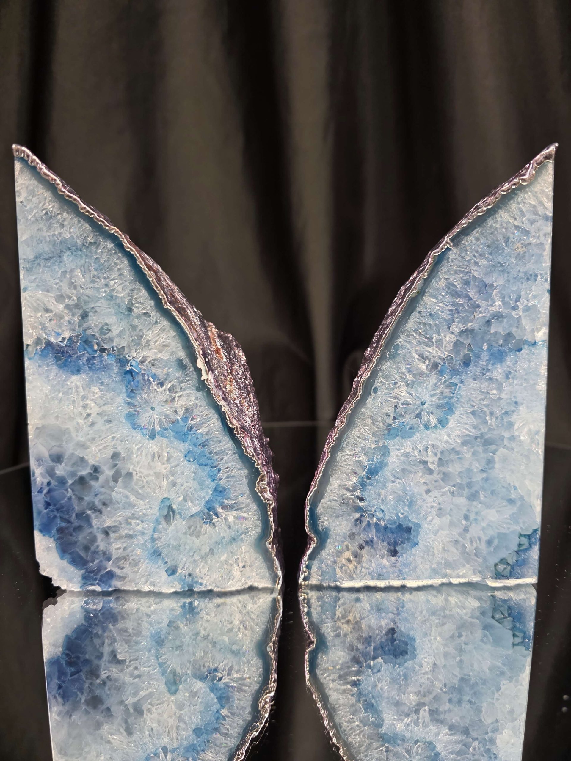 Blue Agate Silver Edge Microcrystalline Quartz Premium Bookends 3 Ornament Handpicked Size 2.492kg H14xW19xD8cm - Image 14