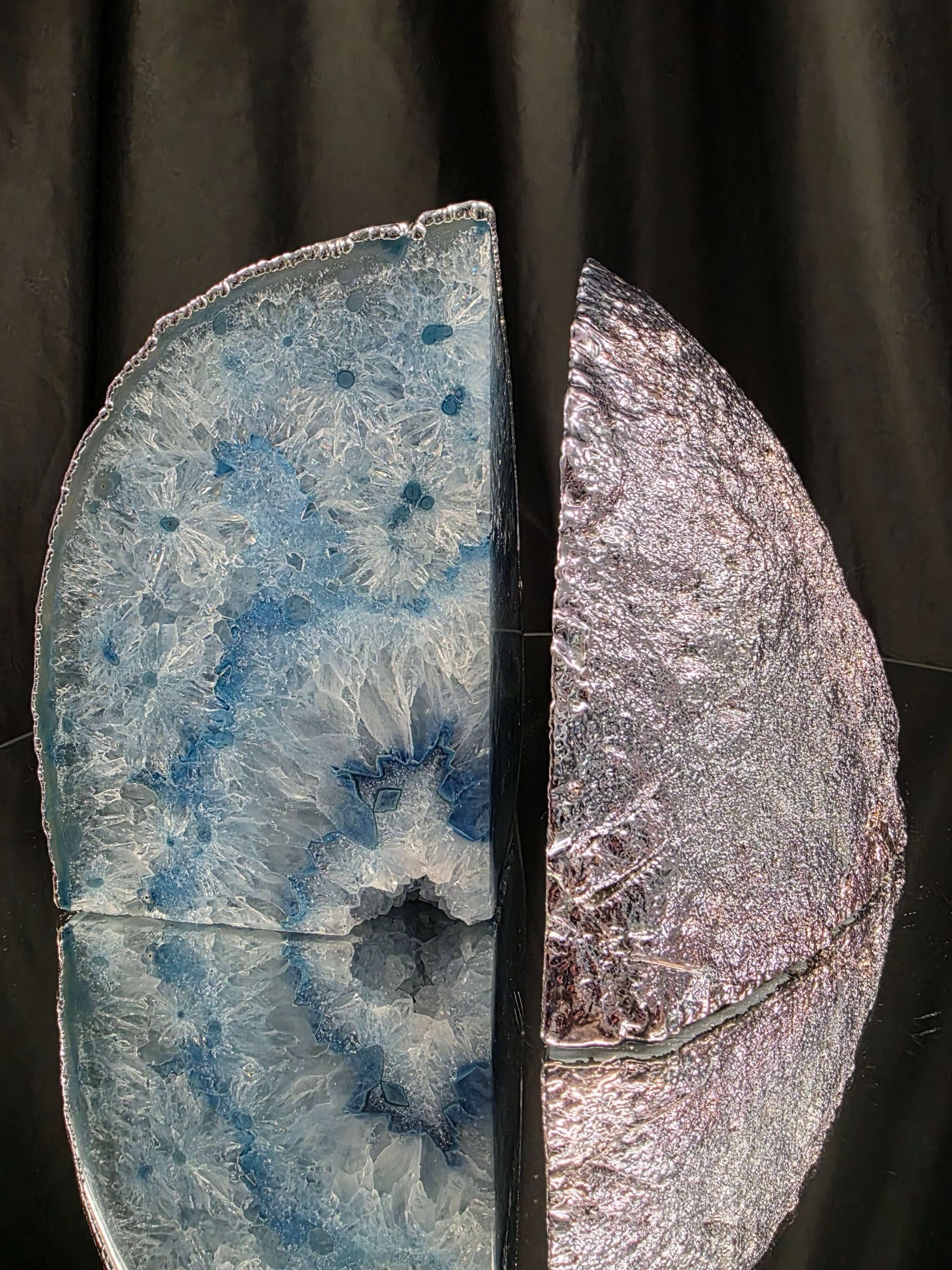 Blue Agate Silver Edge Microcrystalline Quartz Premium Bookends 3 Ornament Handpicked Size 2.492kg H14xW19xD8cm - Image 15