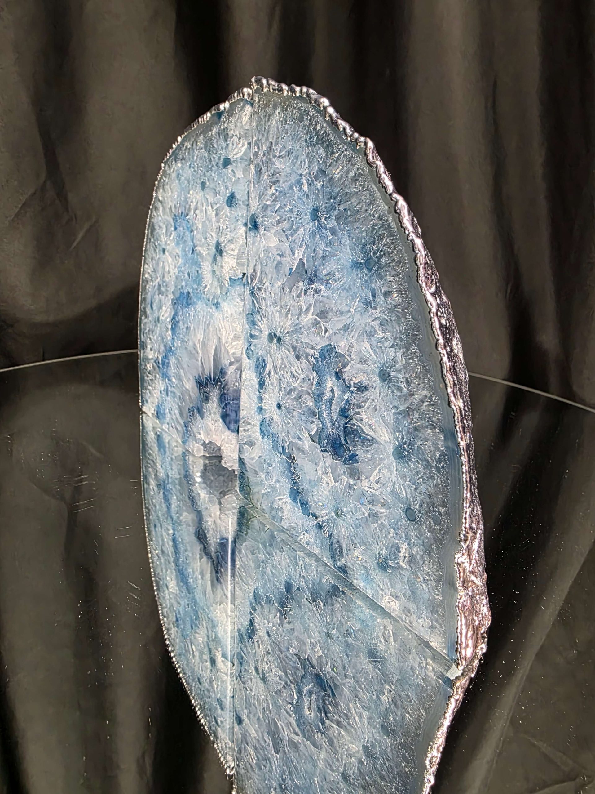 Blue Agate Silver Edge Microcrystalline Quartz Premium Bookends 3 Ornament Handpicked Size 2.492kg H14xW19xD8cm - Image 4