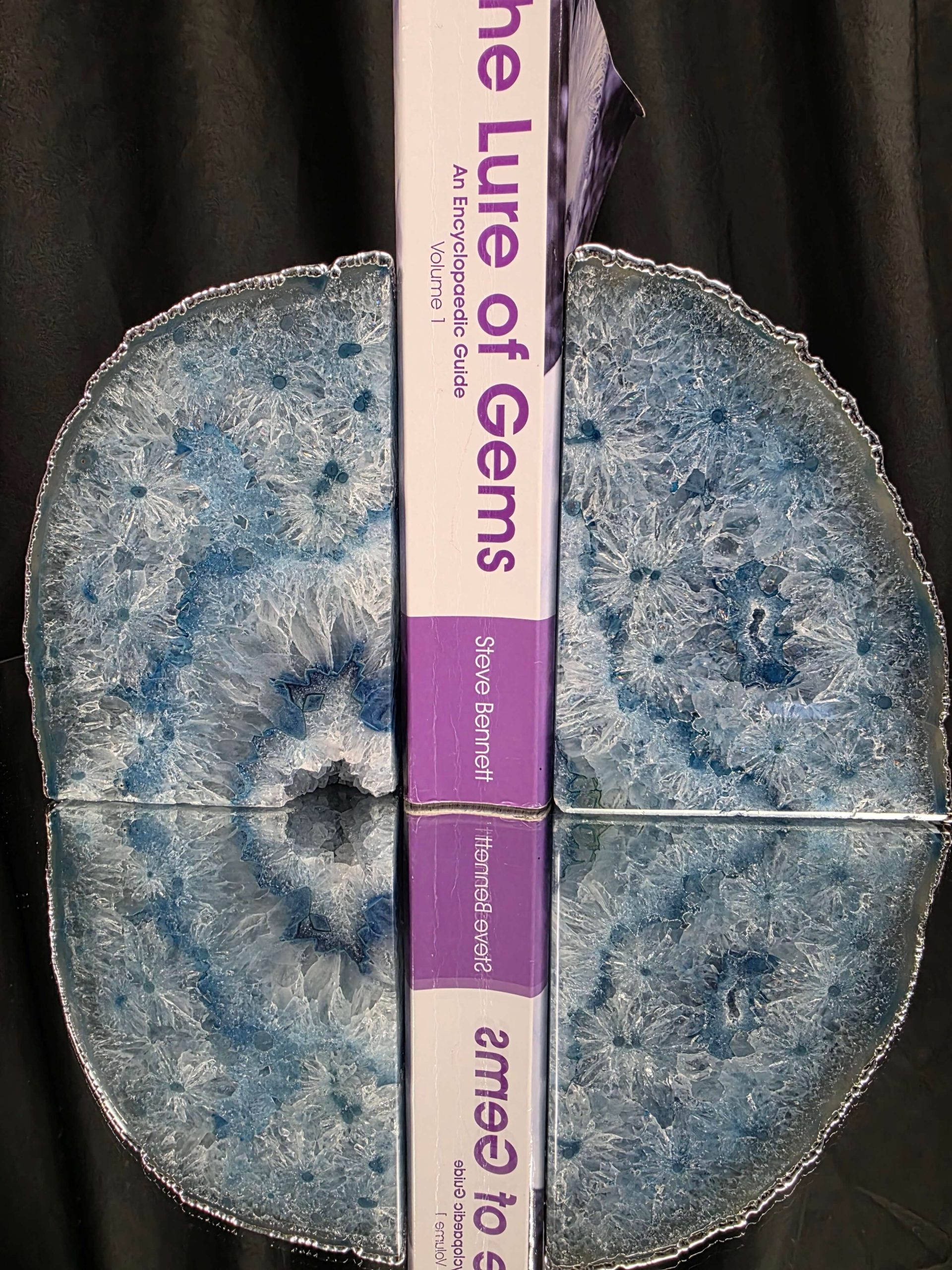 Blue Agate Silver Edge Microcrystalline Quartz Premium Bookends 3 Ornament Handpicked Size 2.492kg H14xW19xD8cm - Image 5