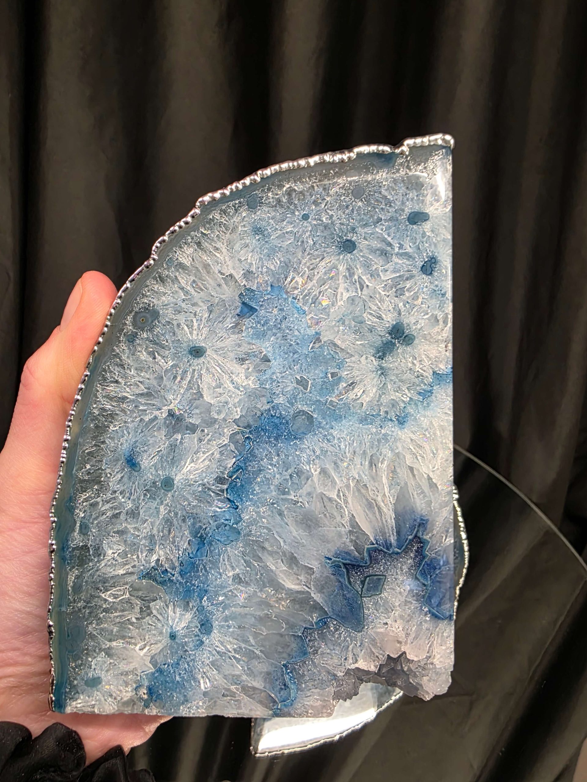 Blue Agate Silver Edge Microcrystalline Quartz Premium Bookends 3 Ornament Handpicked Size 2.492kg H14xW19xD8cm - Image 8