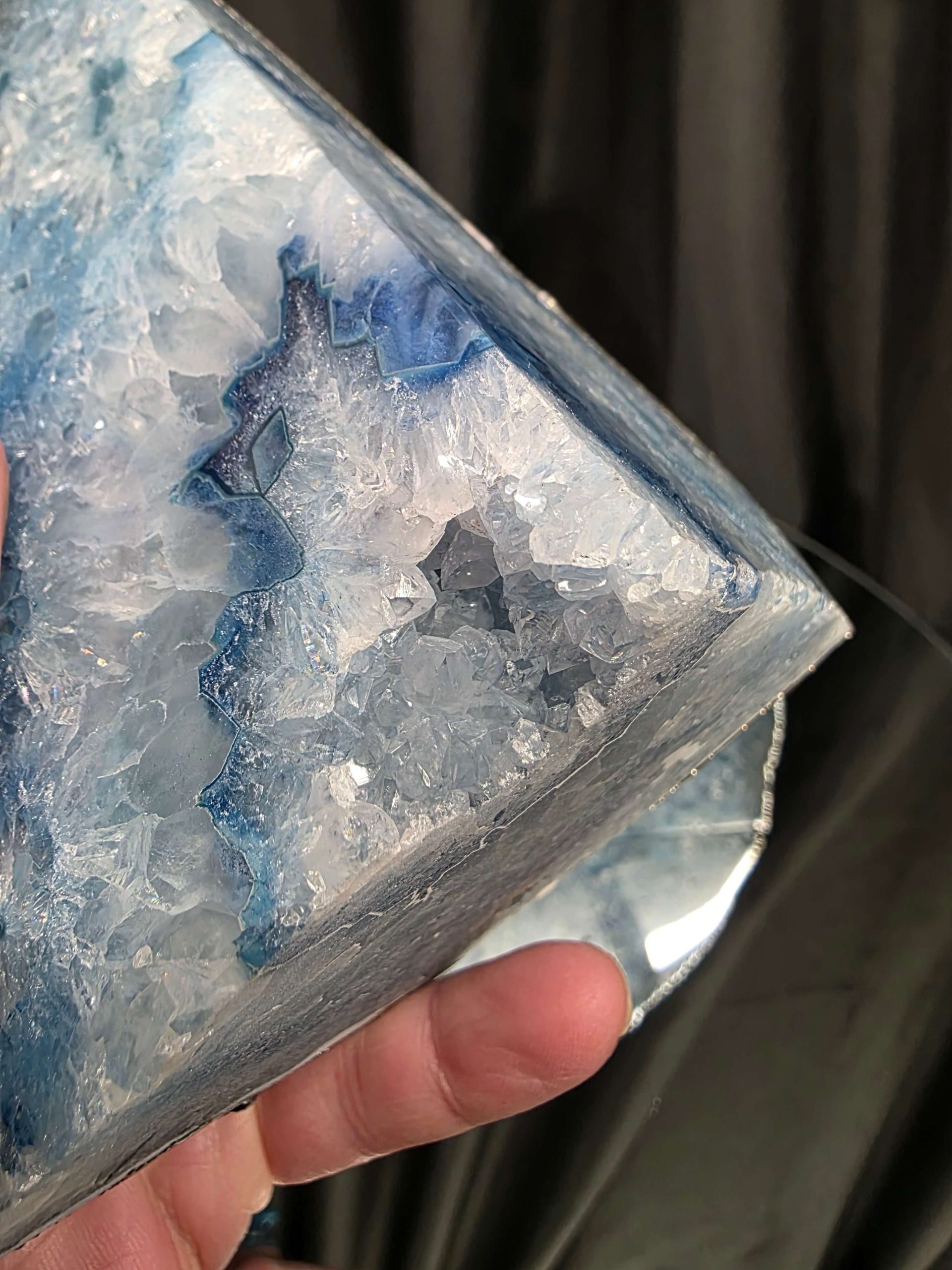 Blue Agate Silver Edge Microcrystalline Quartz Premium Bookends 3 Ornament Handpicked Size 2.492kg H14xW19xD8cm - Image 10