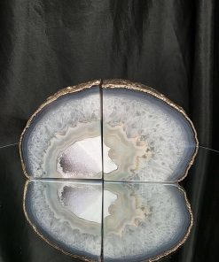 Grey Agate 24ct Gold Edge Microcrystalline Quartz Premium Bookends 1 Ornament Handpicked Size is 1.838kg - H11xW19xD5cm