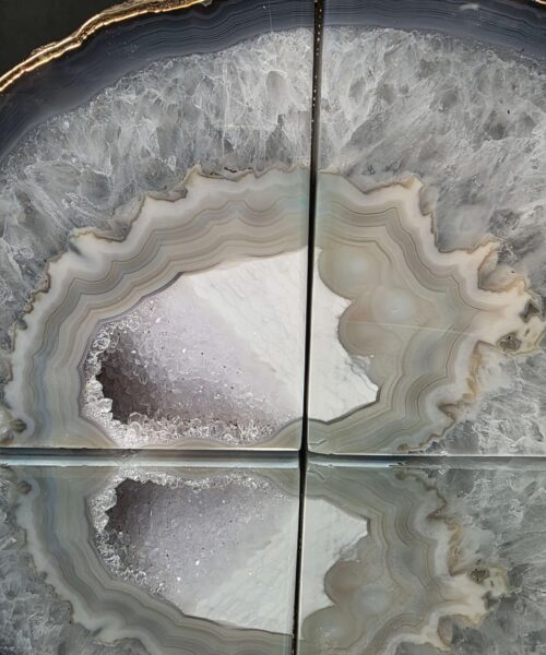 Grey Agate 24ct Gold Edge Microcrystalline Quartz Premium Bookends 1 Ornament Handpicked Size is 1.838kg - H11xW19xD5cm - Image 15