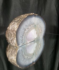 Alternative view of Grey Agate 24ct Gold Edge Microcrystalline Quartz Premium Bookends 1 Ornament Handpicked Size is 1.838kg - H11xW19xD5cm