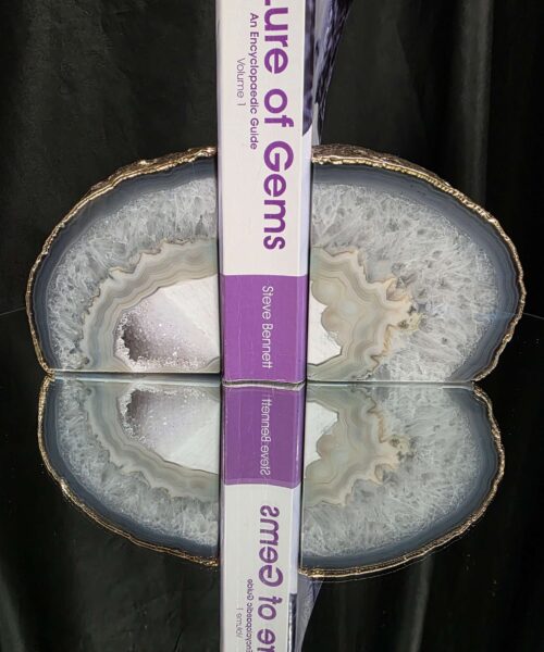 Grey Agate 24ct Gold Edge Microcrystalline Quartz Premium Bookends 1 Ornament Handpicked Size is 1.838kg - H11xW19xD5cm - Image 4