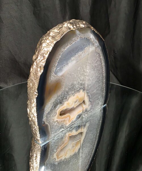 Alternative view of Grey Agate 24ct Gold Edge Microcrystalline Quartz Premium Bookends 2 Ornament Handpicked Size is 2.192kg - H15.5xW16xD6cm