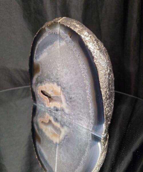 Grey Agate 24ct Gold Edge Microcrystalline Quartz Premium Bookends 2 Ornament Handpicked Size is 2.192kg - H15.5xW16xD6cm - Image 3