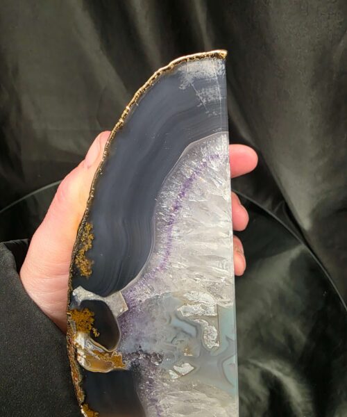 Grey Agate 24ct Gold Edge Microcrystalline Quartz Premium Bookends 3 Ornament Handpicked Size 1.794kg H13xW16xD6cm - Image 11