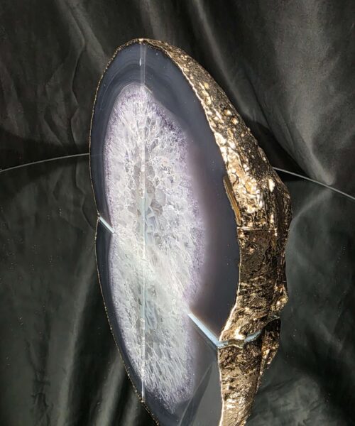 Grey Agate 24ct Gold Edge Microcrystalline Quartz Premium Bookends 3 Ornament Handpicked Size 1.794kg H13xW16xD6cm - Image 4