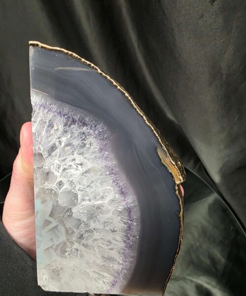Grey Agate 24ct Gold Edge Microcrystalline Quartz Premium Bookends 3 Ornament Handpicked Size 1.794kg H13xW16xD6cm - Image 10