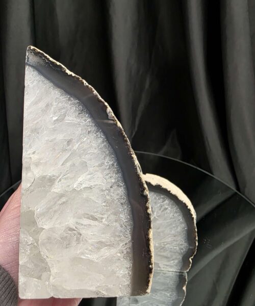 Grey Natural Edge Microcrystalline Quartz Premium Bookends 2 Ornament Handpicked Size 1.653kg H12xW15.5xD6cm - Image 9