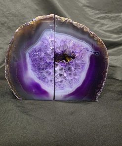 Purple Natural Edge Microcrystalline Quartz Premium Bookends 2 Ornament Handpicked Size 2.029kg H12.5xW15xD6cm