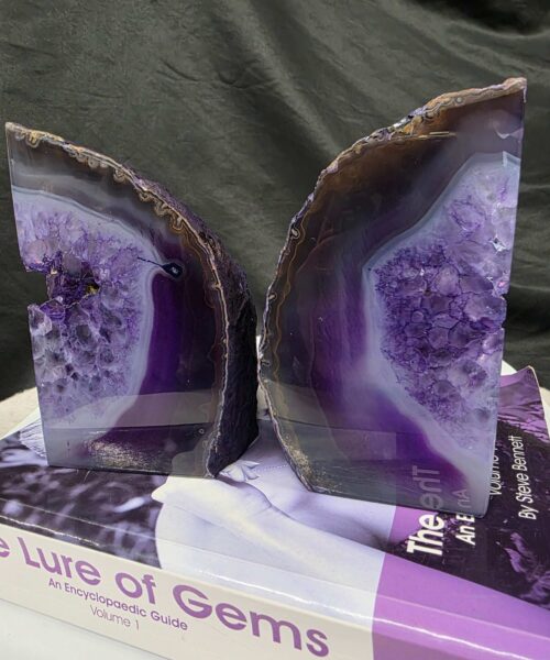 Purple Natural Edge Microcrystalline Quartz Premium Bookends 2 Ornament Handpicked Size 2.029kg H12.5xW15xD6cm - Image 11