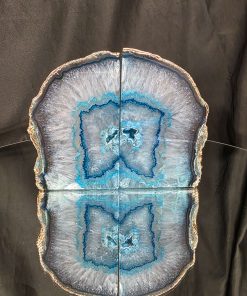 Teal Agate 24ct Gold Edge Microcrystalline Quartz Premium Bookends 4 Ornament Handpicked Size is 2.027kg - H12xW16xD6cm