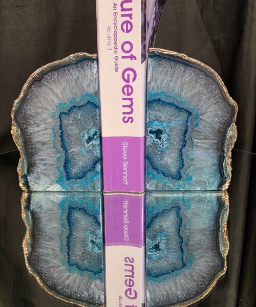 Teal Agate 24ct Gold Edge Microcrystalline Quartz Premium Bookends 4 Ornament Handpicked Size is 2.027kg - H12xW16xD6cm - Image 4