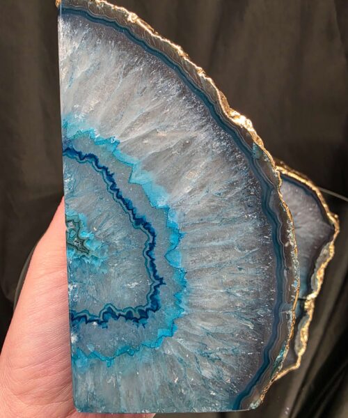 Teal Agate 24ct Gold Edge Microcrystalline Quartz Premium Bookends 4 Ornament Handpicked Size is 2.027kg - H12xW16xD6cm - Image 8