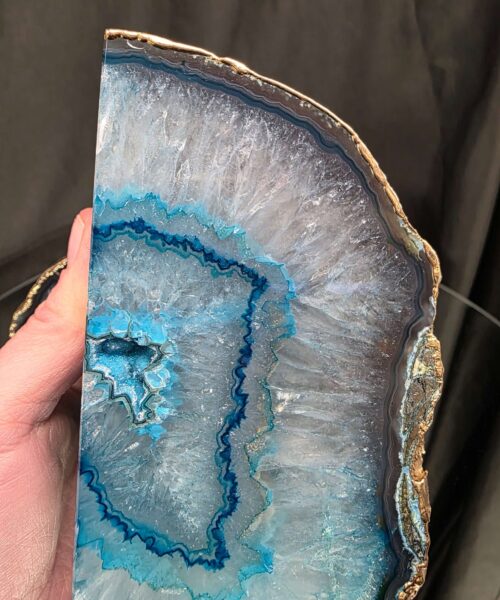 Teal Agate 24ct Gold Edge Microcrystalline Quartz Premium Bookends 4 Ornament Handpicked Size is 2.027kg - H12xW16xD6cm - Image 9