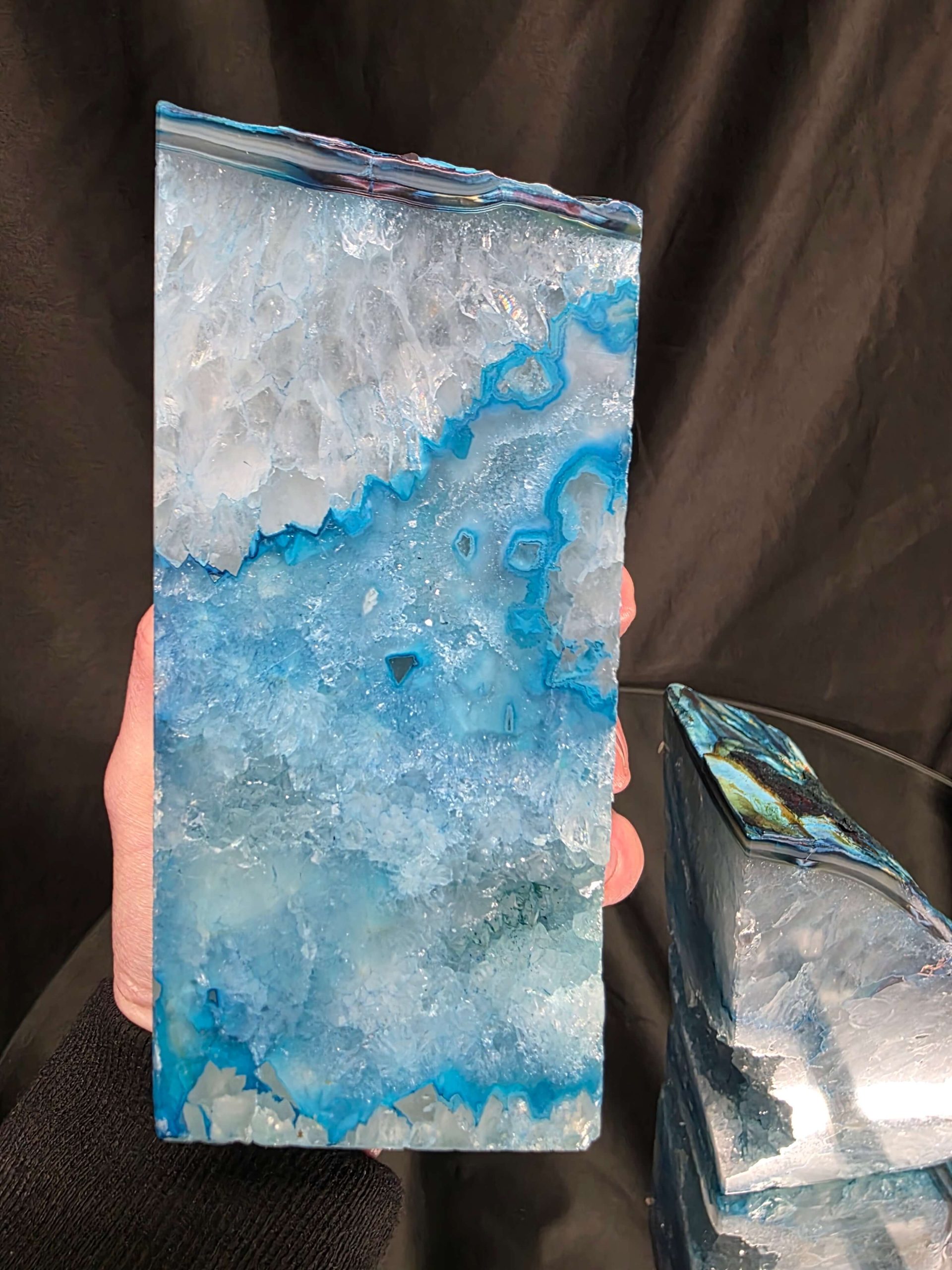 Teal Natural Edge Microcrystalline Quartz Premium Bookends 1 Ornament Handpicked Size 2.199kg H14xW15xD7cm - Image 10