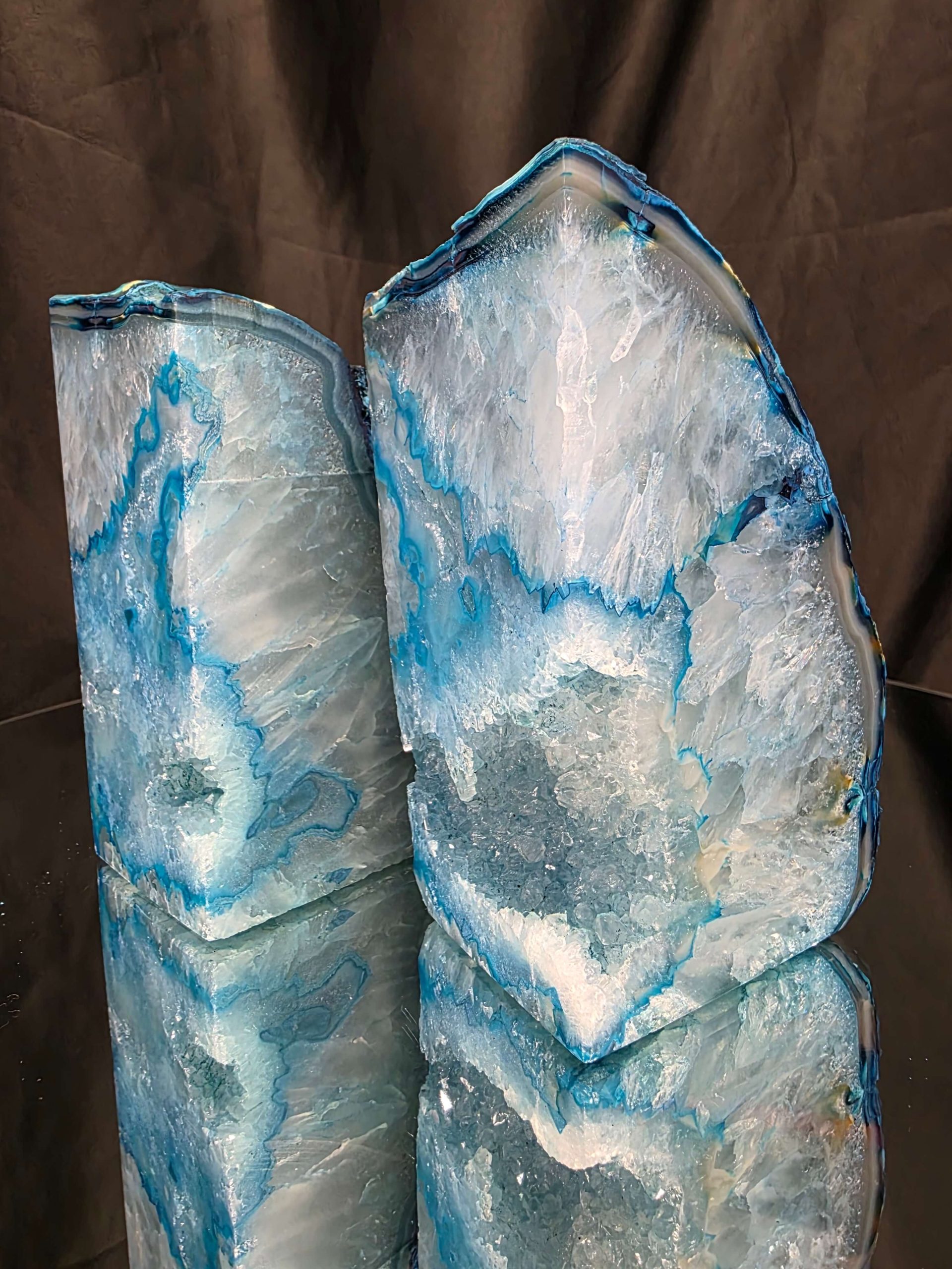 Teal Natural Edge Microcrystalline Quartz Premium Bookends 1 Ornament Handpicked Size 2.199kg H14xW15xD7cm - Image 13