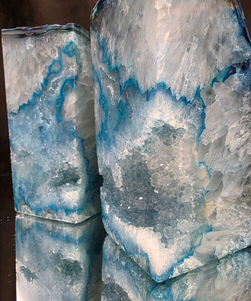 Teal Natural Edge Microcrystalline Quartz Premium Bookends 1 Ornament Handpicked Size 2.199kg H14xW15xD7cm - Image 14