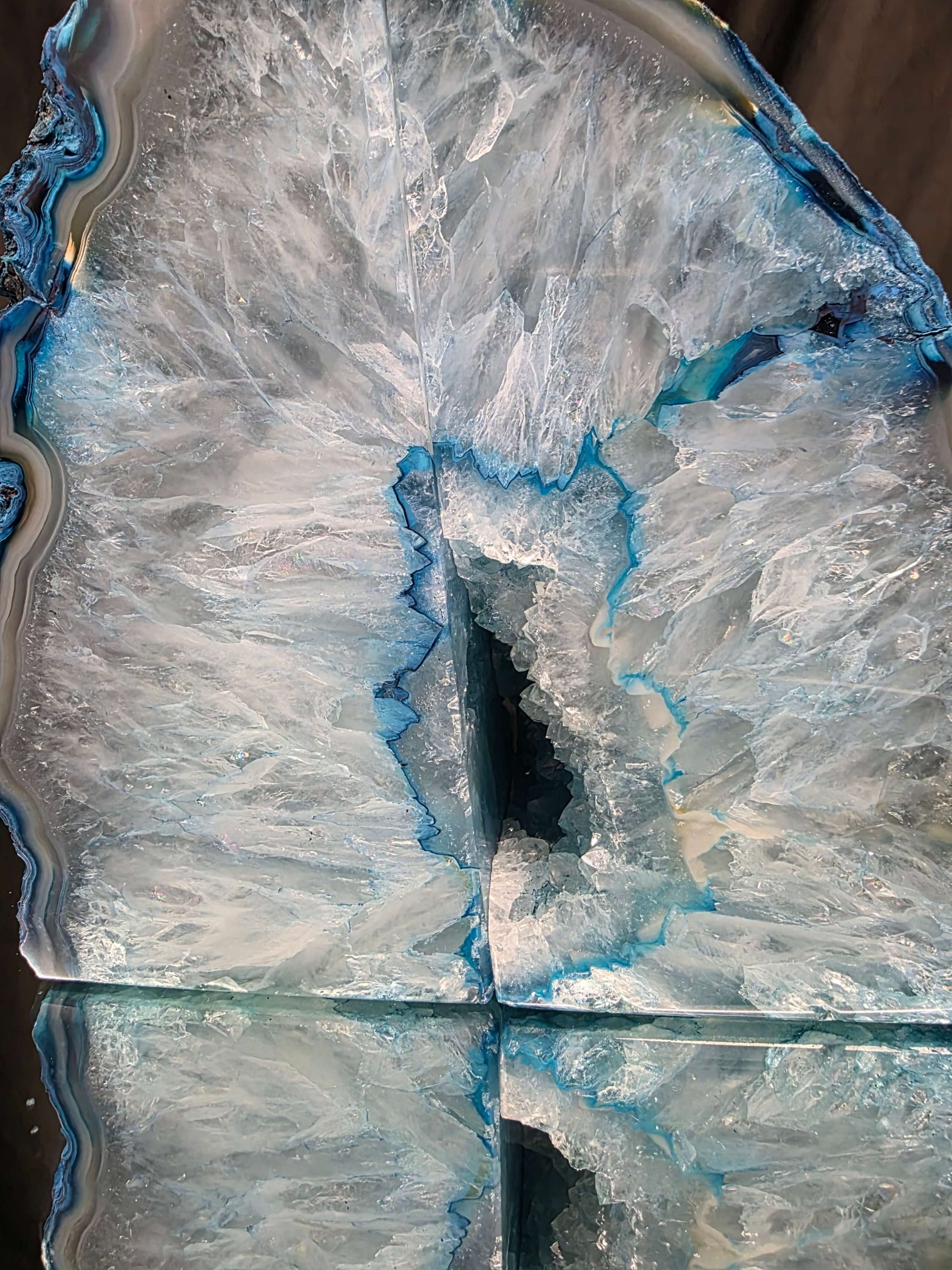 Teal Natural Edge Microcrystalline Quartz Premium Bookends 1 Ornament Handpicked Size 2.199kg H14xW15xD7cm - Image 15