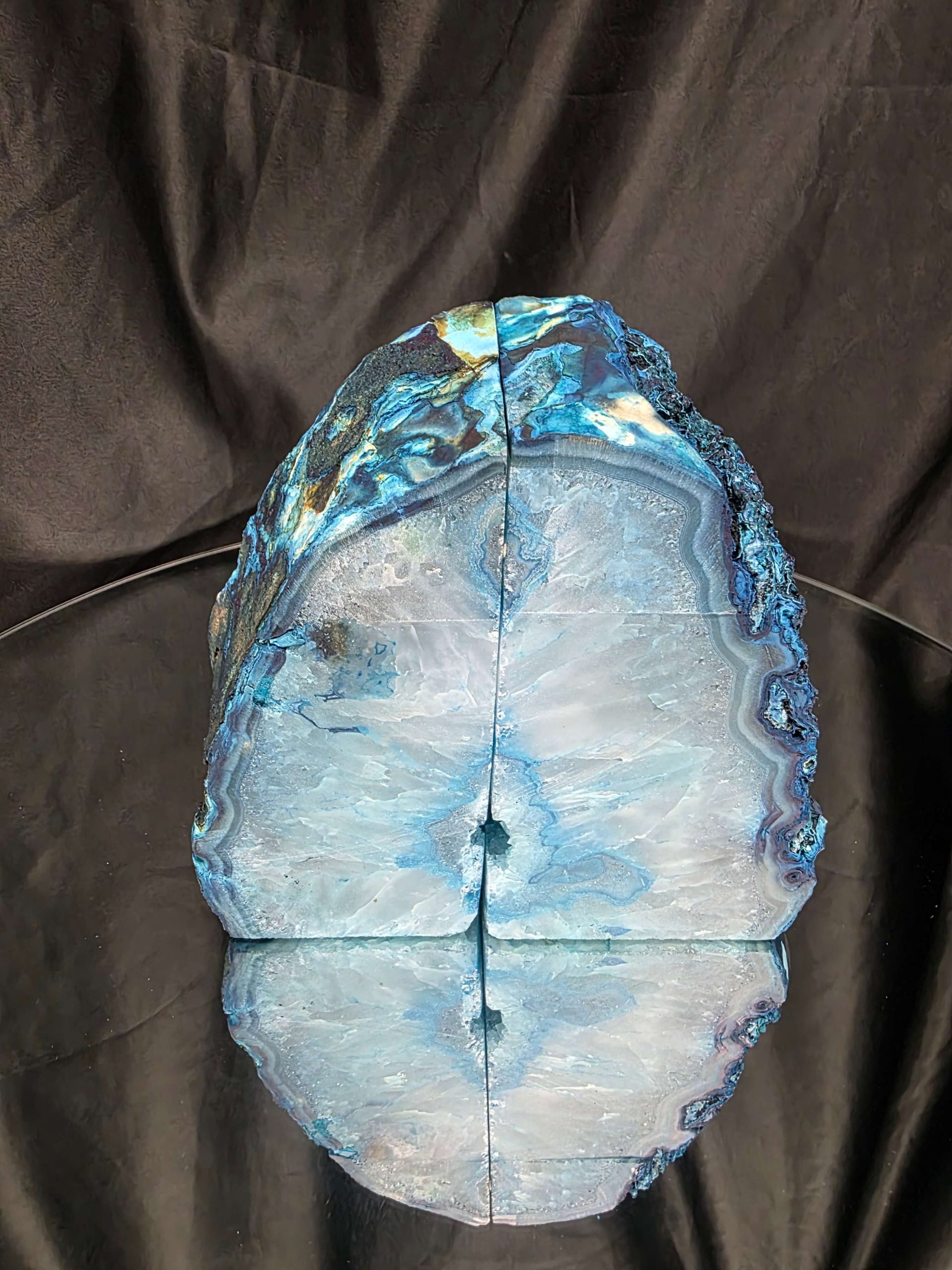 Teal Natural Edge Microcrystalline Quartz Premium Bookends 1 Ornament Handpicked Size 2.199kg H14xW15xD7cm - Image 6