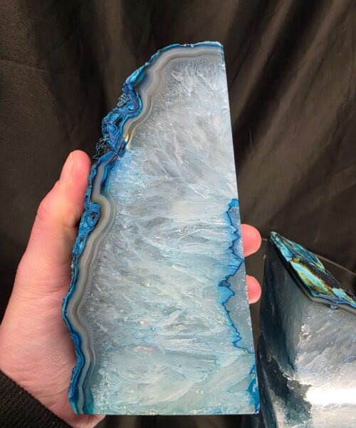 Teal Natural Edge Microcrystalline Quartz Premium Bookends 1 Ornament Handpicked Size 2.199kg H14xW15xD7cm - Image 8