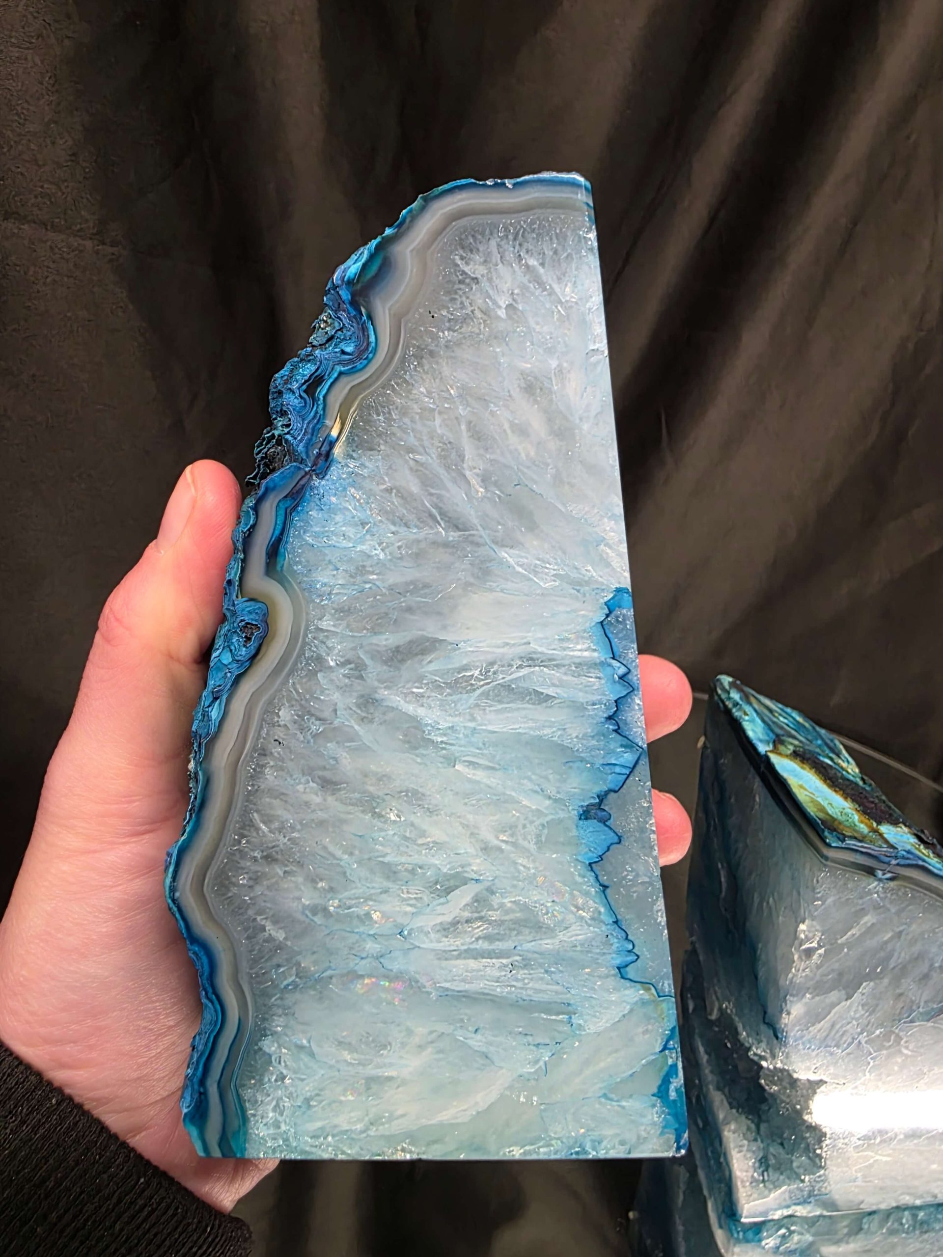 Teal Natural Edge Microcrystalline Quartz Premium Bookends 1 Ornament Handpicked Size 2.199kg H14xW15xD7cm - Image 8