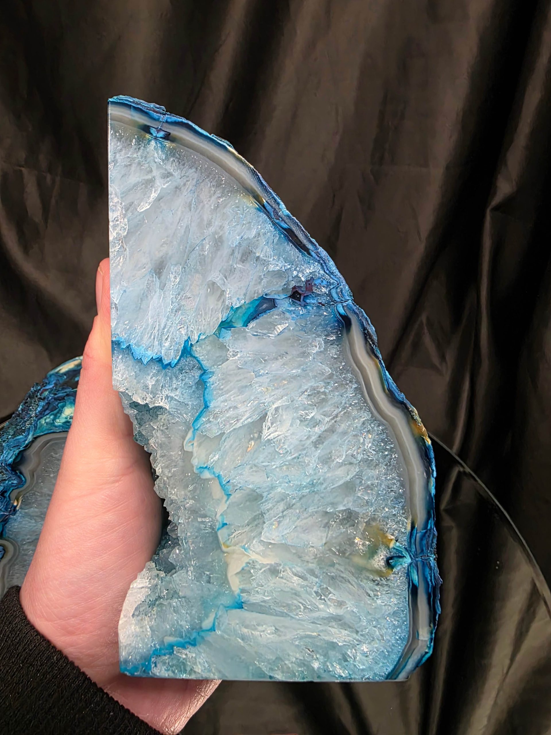 Teal Natural Edge Microcrystalline Quartz Premium Bookends 1 Ornament Handpicked Size 2.199kg H14xW15xD7cm - Image 9