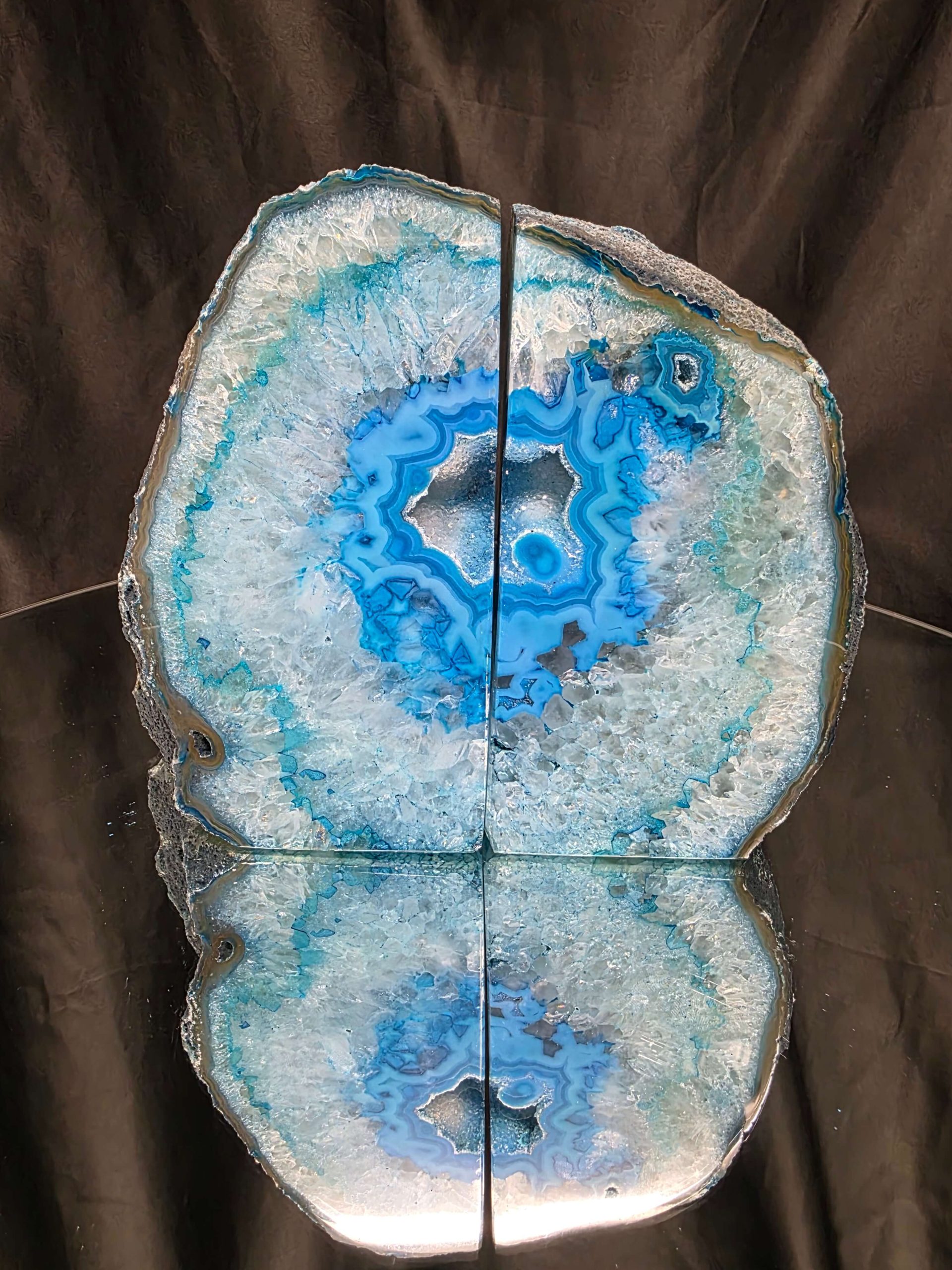 Teal Natural Edge Microcrystalline Quartz Premium Bookends 2 Ornament Handpicked Size 2.221kg H14xW17xD7cm