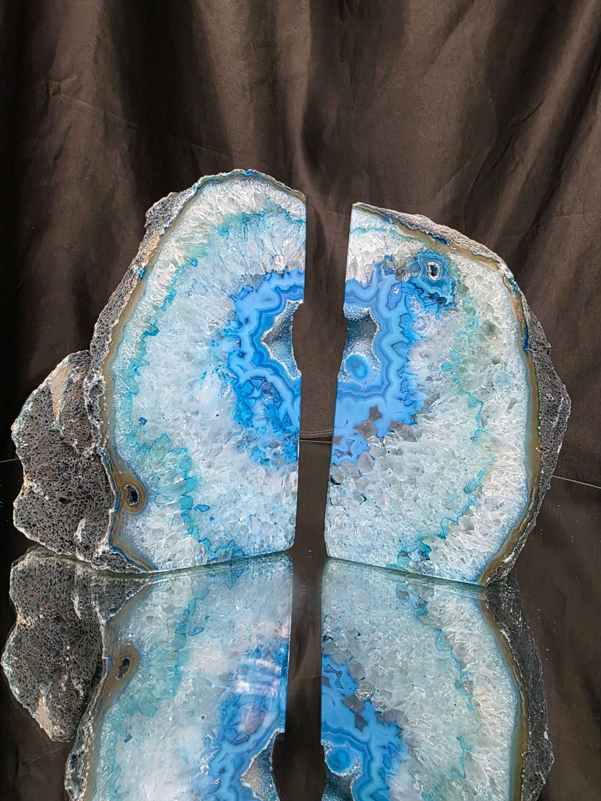 Teal Natural Edge Microcrystalline Quartz Premium Bookends 2 Ornament Handpicked Size 2.221kg H14xW17xD7cm - Image 14