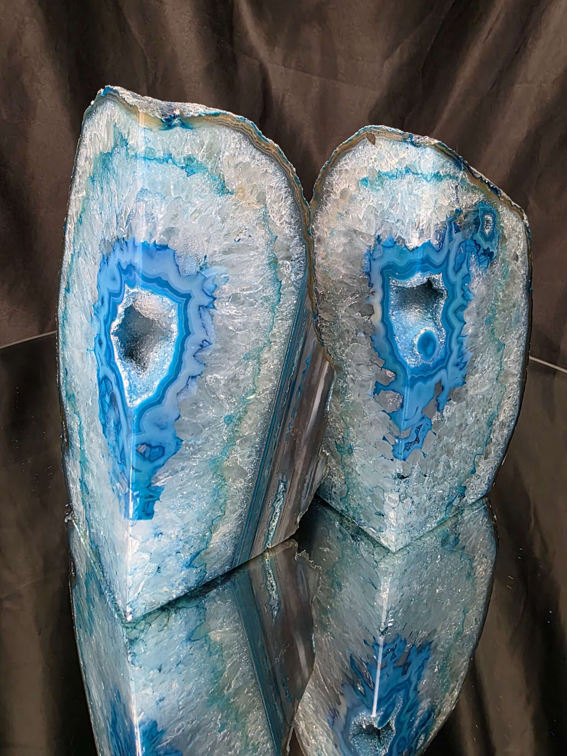 Teal Natural Edge Microcrystalline Quartz Premium Bookends 2 Ornament Handpicked Size 2.221kg H14xW17xD7cm - Image 15