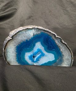 Teal Agate Silver Edge Microcrystalline Quartz Premium Bookends 1 Ornament Handpicked Size is 2.156kg - H11xW20xD7cm