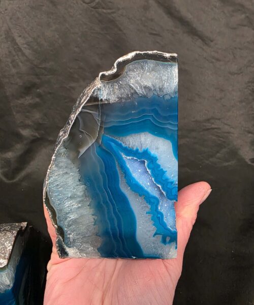 Teal Agate Silver Edge Microcrystalline Quartz Premium Bookends 1 Ornament Handpicked Size is 2.156kg - H11xW20xD7cm - Image 10