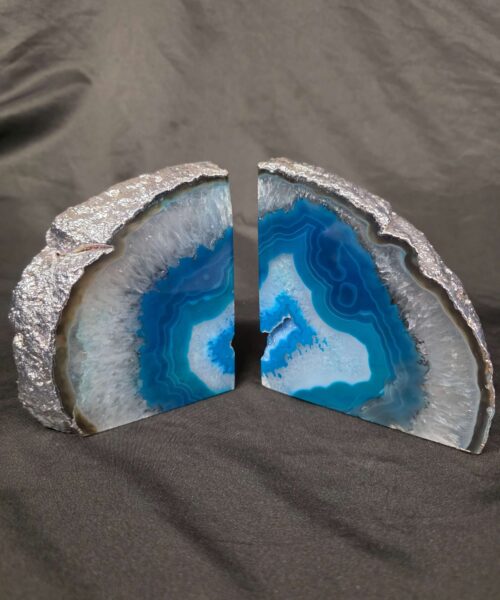 Teal Agate Silver Edge Microcrystalline Quartz Premium Bookends 1 Ornament Handpicked Size is 2.156kg - H11xW20xD7cm - Image 13