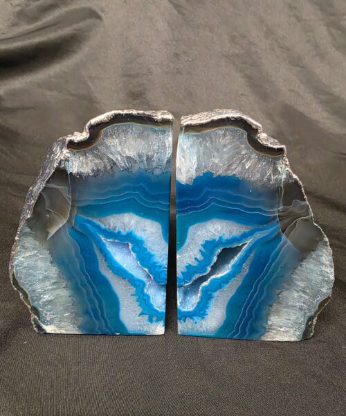 Teal Agate Silver Edge Microcrystalline Quartz Premium Bookends 1 Ornament Handpicked Size is 2.156kg - H11xW20xD7cm - Image 14