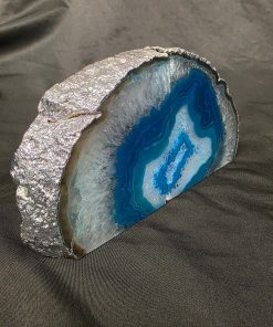 Alternative view of Teal Agate Silver Edge Microcrystalline Quartz Premium Bookends 1 Ornament Handpicked Size is 2.156kg - H11xW20xD7cm