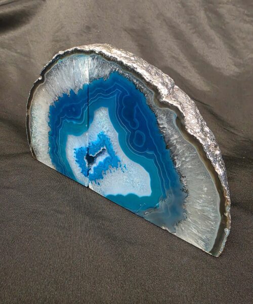 Teal Agate Silver Edge Microcrystalline Quartz Premium Bookends 1 Ornament Handpicked Size is 2.156kg - H11xW20xD7cm - Image 3