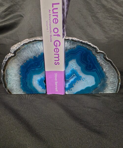 Teal Agate Silver Edge Microcrystalline Quartz Premium Bookends 1 Ornament Handpicked Size is 2.156kg - H11xW20xD7cm - Image 4
