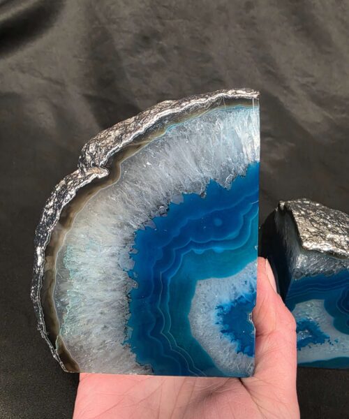 Teal Agate Silver Edge Microcrystalline Quartz Premium Bookends 1 Ornament Handpicked Size is 2.156kg - H11xW20xD7cm - Image 7